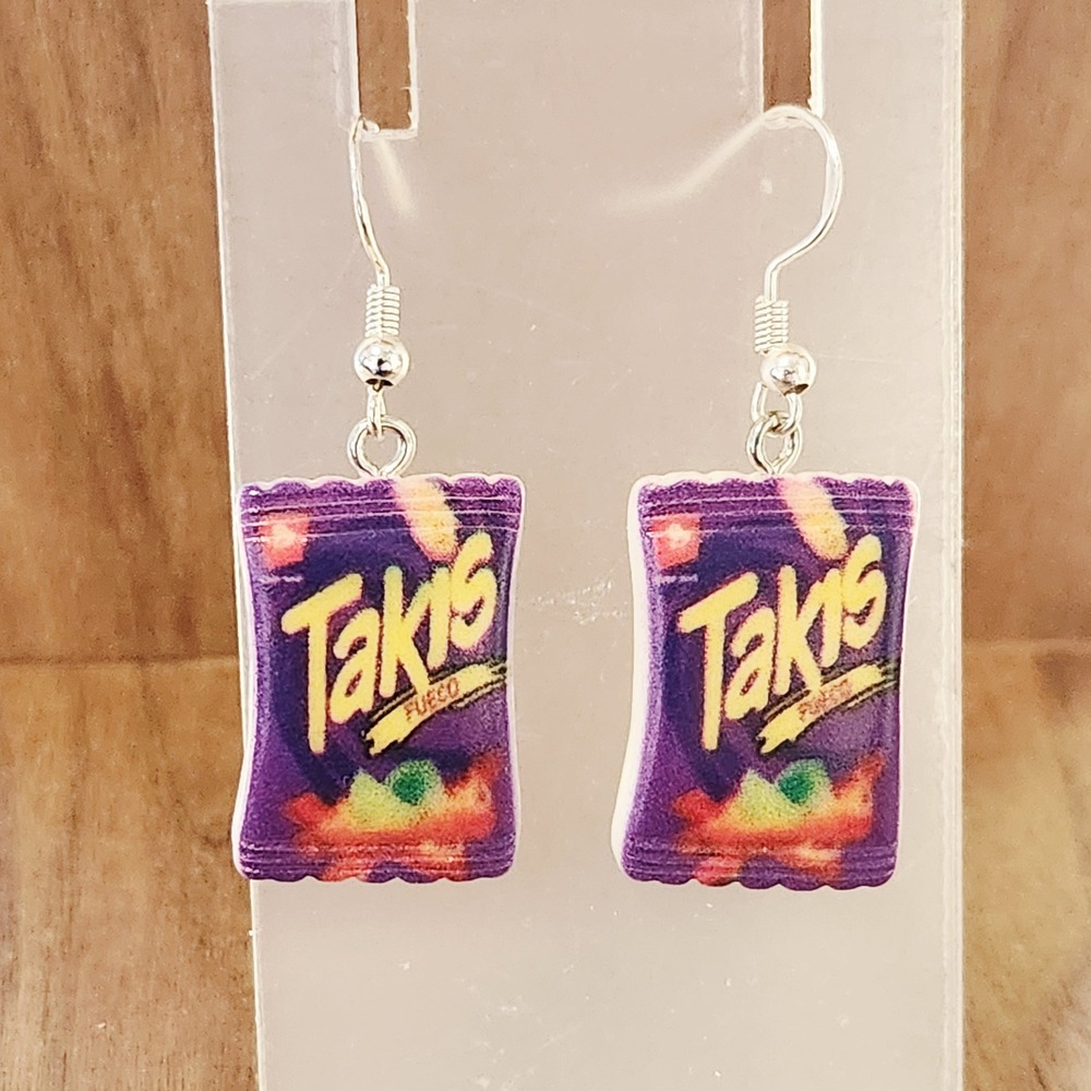 Handmade Snack Earrings Snack Bag Charm Dangle Fun Novelty Jewelry Gift Women